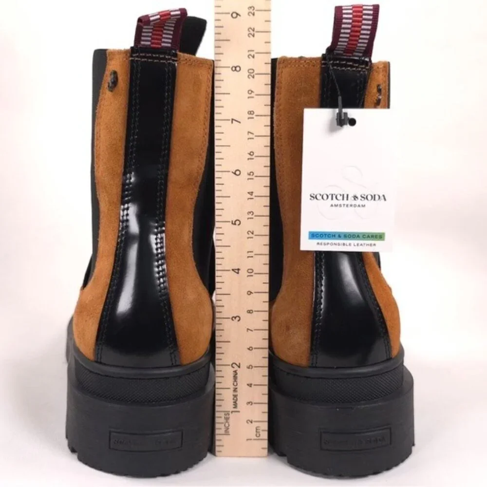 NWB SCOTCH & SODA Aubri Chelsea Boot Leather Suede Cognac Size 39 Women 25751275
